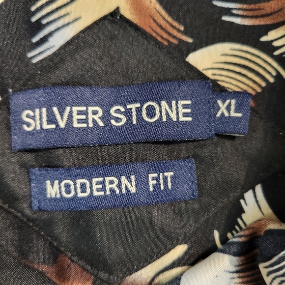 Silver Stone Black Feather Deco Button Down Shirt - Picture 4 of 7